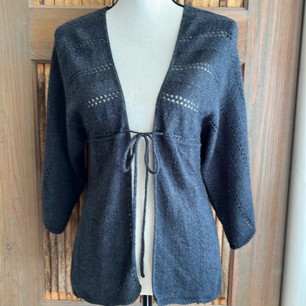 Xhilaration Gray Sweater, Size Small, Front Tie, 3/4 Sleeves, 100% Acrylic, NWOT